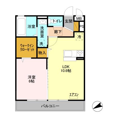 シャトード新(1LDK/3階)の間取り写真