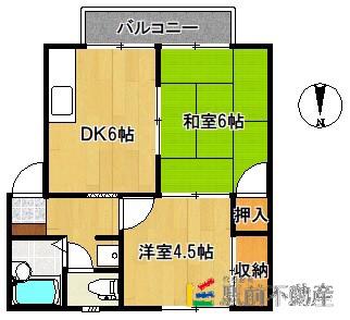 月田ガーデンハイツA棟(2DK/2階)の間取り写真