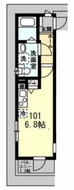 T&FレジデンスVI(1K/1階)の間取り写真