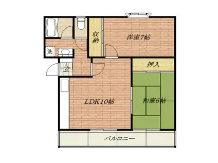 増田ハイツ(2LDK/2階)の間取り写真