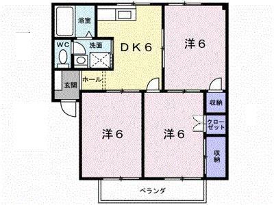 シティハイツ沖(3DK/2階)の間取り写真