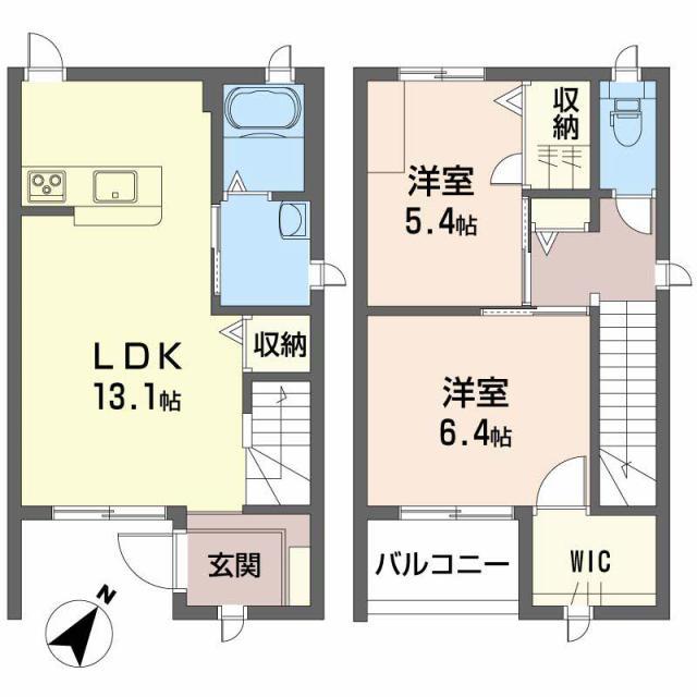 シャーメゾン岩鼻II(2LDK/1階)の間取り写真