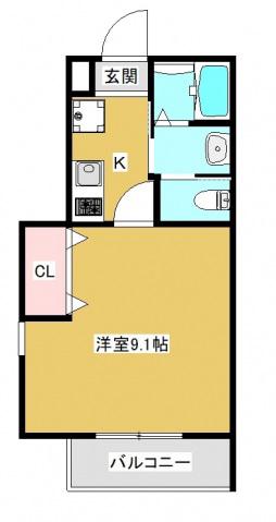 プレミール末広(1K/3階)の間取り写真