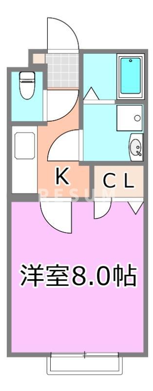 エクセルVIII(1K/2階)の間取り写真