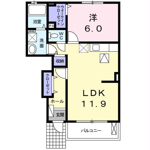 セウ アジュール(1LDK/1階)の間取り写真
