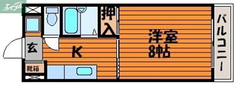 ＪＲ吉備線 備前三門駅 徒歩28分 5階建 築32年(1K/5階)の間取り写真