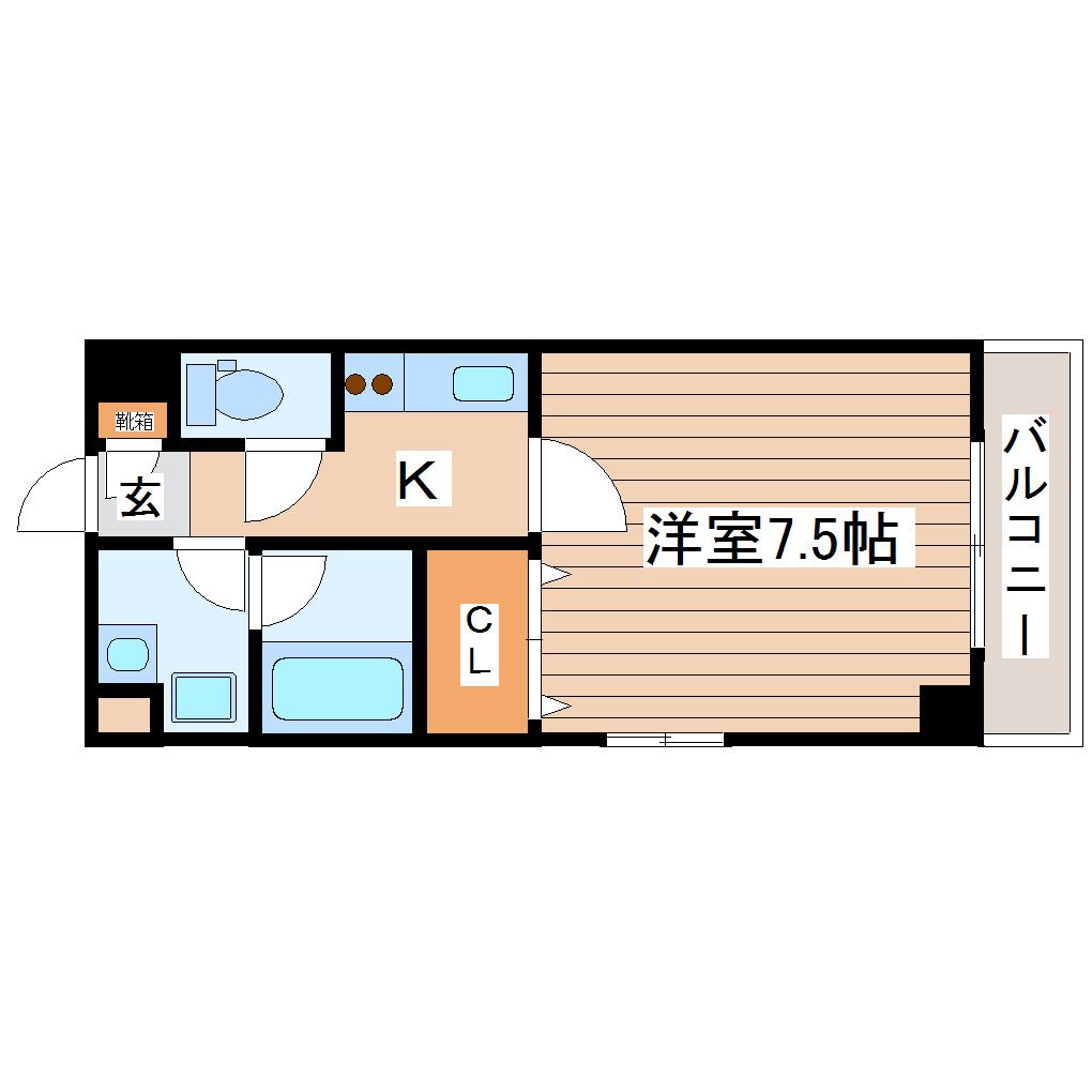プレベール(1K/3階)の間取り写真