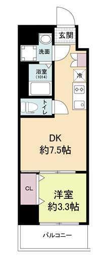 アーバンパーク弁天町(1DK/3階)の間取り写真