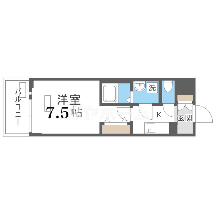 ソルテラスOSAKAJO EST(1K/6階)の間取り写真