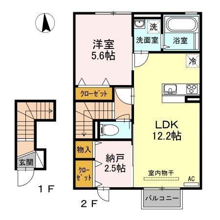 セジュール白石 A(1LDK/2階)の間取り写真