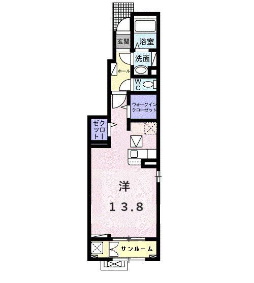 メゾン ド ユタイ II(1K/1階)の間取り写真