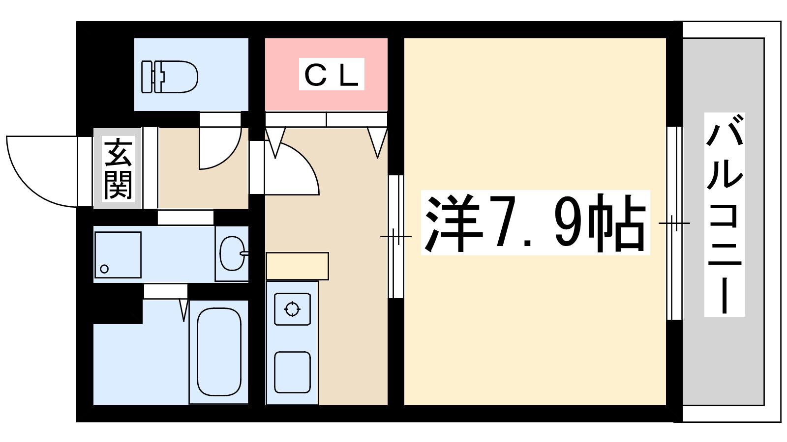 カーサスペリオーレ1(1K/3階)の間取り写真