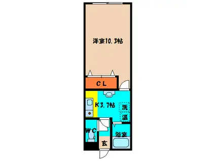 トクトラストIII(1K/4階)の間取り写真