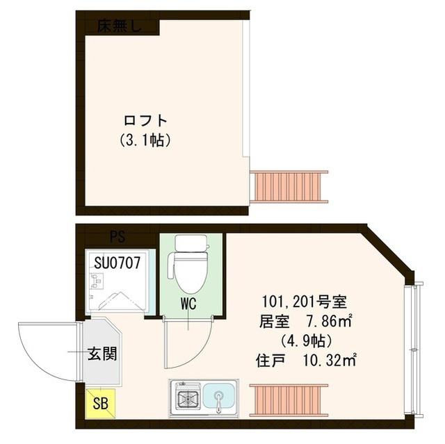 LAVISH赤羽(ワンルーム/1階)の間取り写真