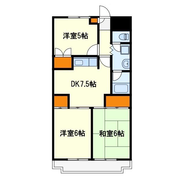 サンパーク三園(3DK/1階)の間取り写真