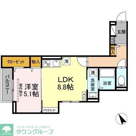 D-ASSET中原(1LDK/3階)の間取り写真