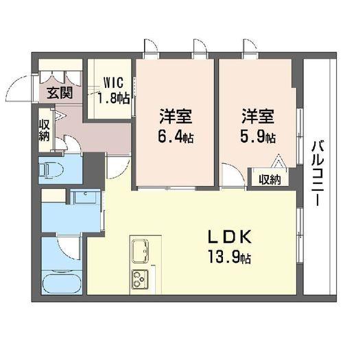 プランドール桜(2LDK/3階)の間取り写真