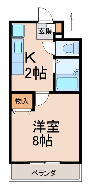 グリーンフルいがみ(1K/2階)の間取り写真