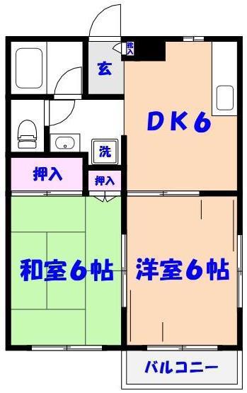 コンフォート平田(2DK/2階)の間取り写真