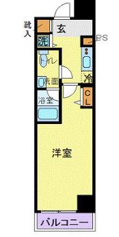 カスタリア蔵前(1K/4階)の間取り写真