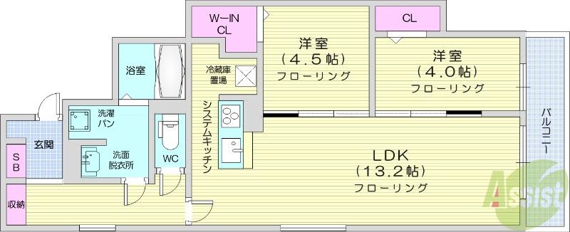 D-ROOM八本松1丁目(2LDK/1階)の間取り写真