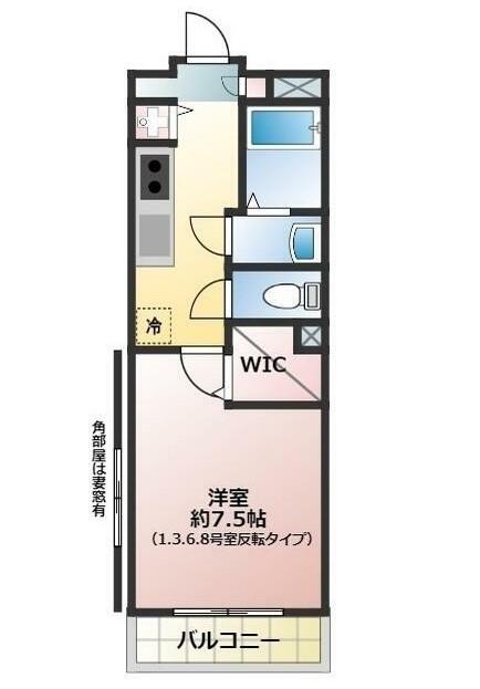 プロスペリタW(1K/1階)の間取り写真
