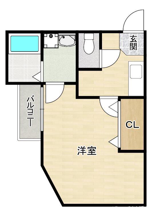 クレフラスト多賀A(1K/2階)の間取り写真