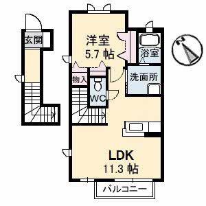 アレグリア(1LDK/2階)の間取り写真