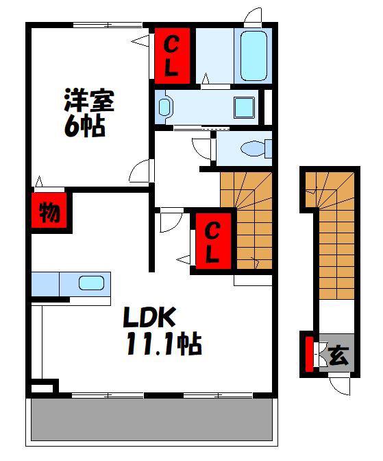 デフィFDH(1LDK/2階)の間取り写真
