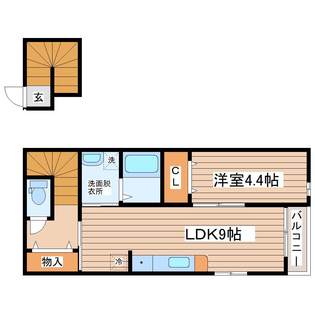 サンテラス郡山(1LDK/2階)の間取り写真