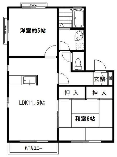 シルフィード(2LDK/2階)の間取り写真