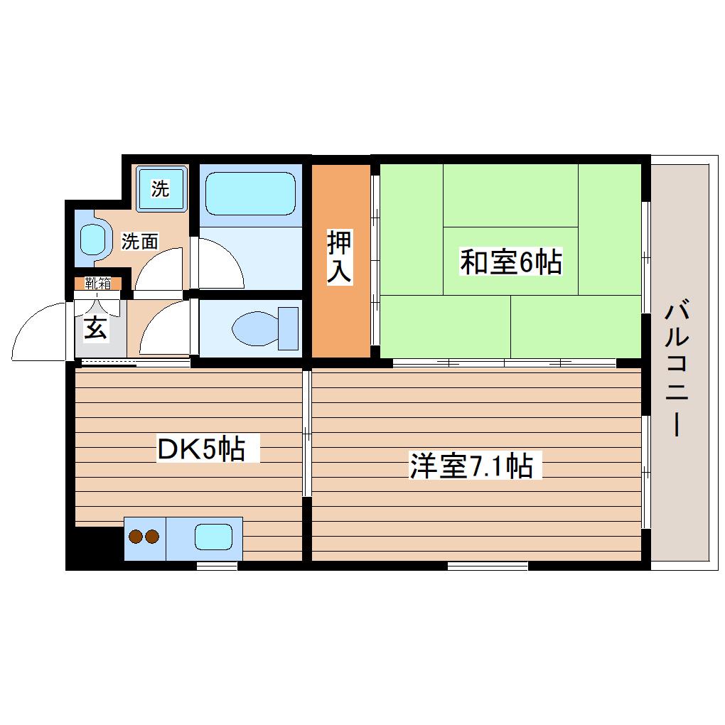 ボヌールI(2DK/3階)の間取り写真