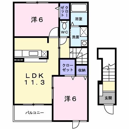 ＪＲ青梅線 拝島駅 徒歩16分 2階建 築16年(2LDK/2階)の間取り写真