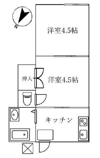 初平ハイツ(2K/2階)の間取り写真