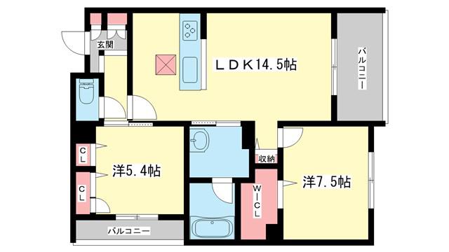 シャーメゾンラフォレ(2LDK/1階)の間取り写真