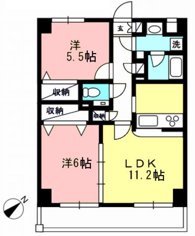 ピアロイヤル(2LDK/2階)の間取り写真
