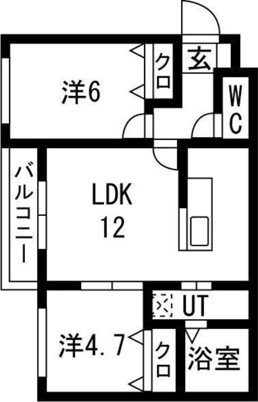 KKルミナス(2LDK/1階)の間取り写真