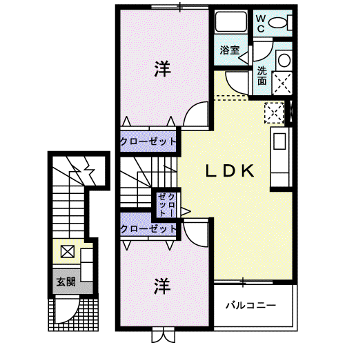 メゾンアムール(2LDK/2階)の間取り写真