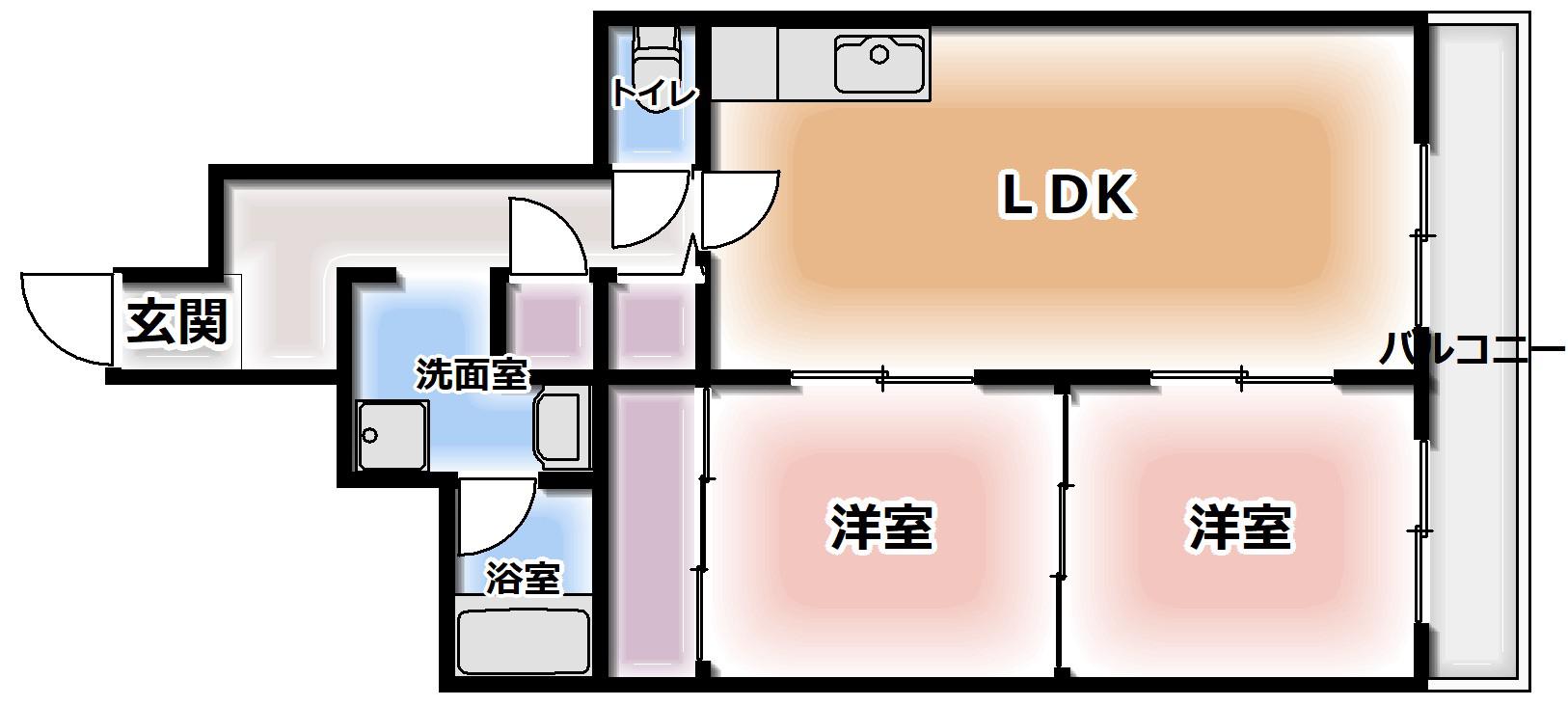 サンフラッツ南桜塚(2LDK/1階)の間取り写真