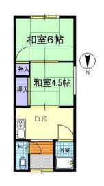 石黒文化南棟(2DK/2階)の間取り写真