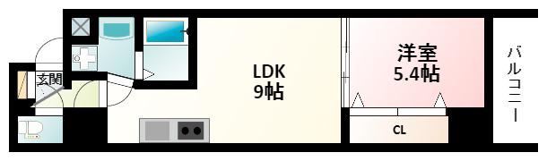 SERENITE江坂四番館(1LDK/6階)の間取り写真