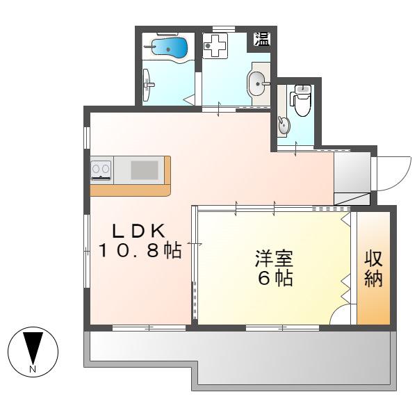 サンサカエビル(1LDK/11階)の間取り写真