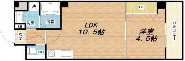 オルゴグラートNAMBA(1LDK/9階)の間取り写真