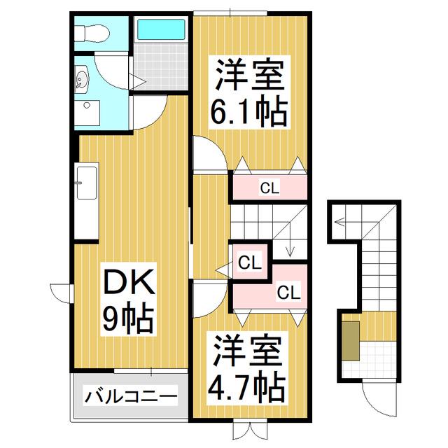 ソレイユ コリーヌII(2DK/2階)の間取り写真