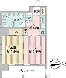 レインボーピア記念橋(1LDK/8階)の間取り写真