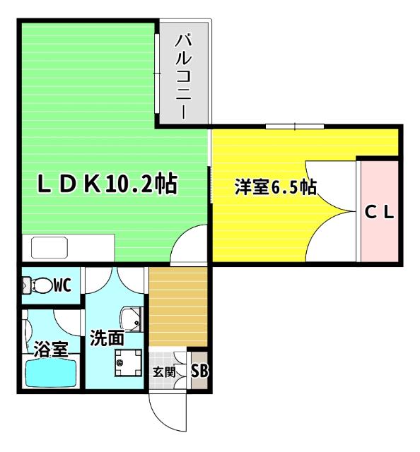 フローレンス弁天(1LDK/7階)の間取り写真