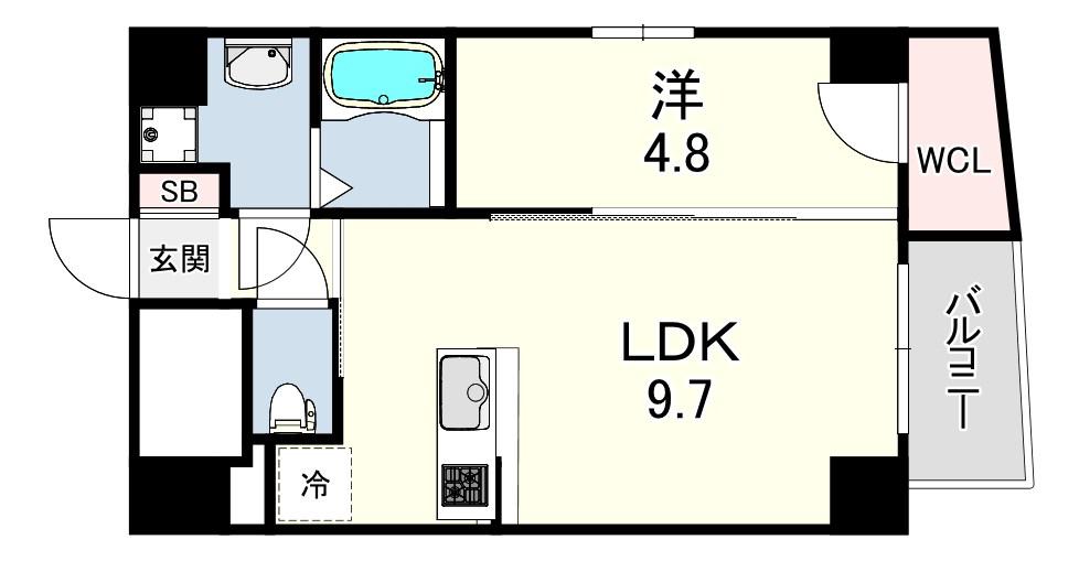 セレニテ甲子園2号棟(1LDK/7階)の間取り写真