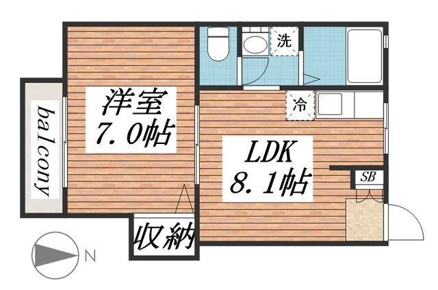 ベルテ金原(1LDK/2階)の間取り写真