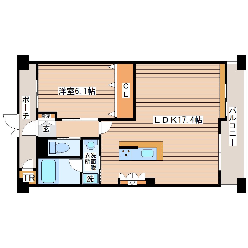 PROT K(1LDK/4階)の間取り写真