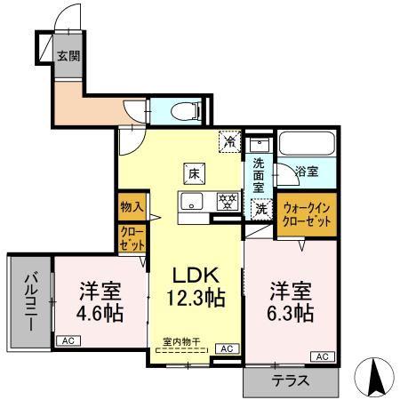 セレスティア鹿浜(2LDK/1階)の間取り写真